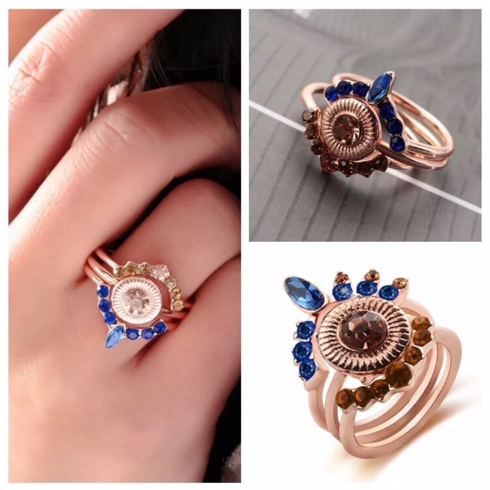 Boho Crystal Rose Gold Rings - Picture 4 of 7
